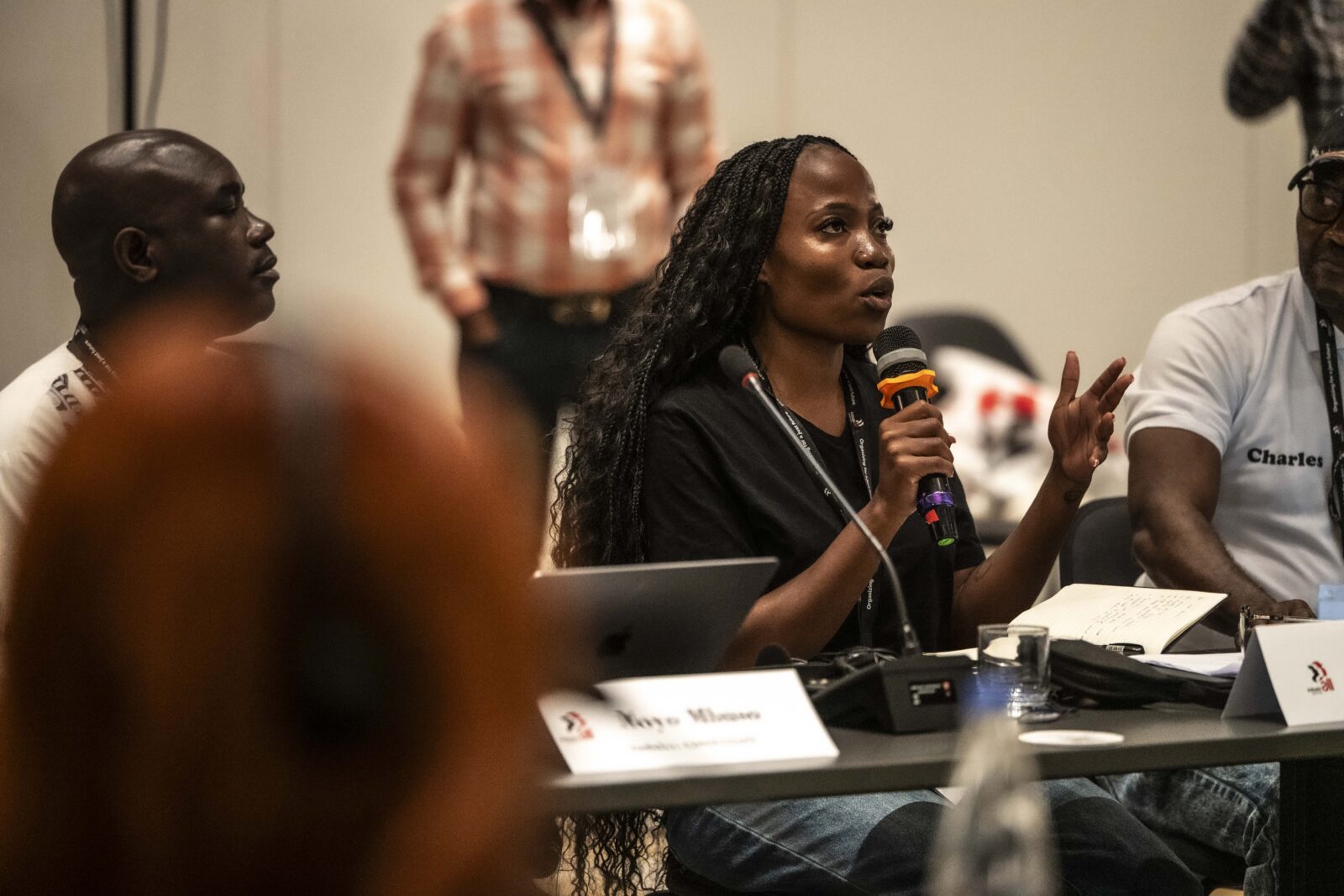 Lesedi Seboni, SACTWU, addresses young trade unionists at the close of the IndustriALL sub-Saharan Africa youth workshop in Abidjan, Côte d'Ivoire.